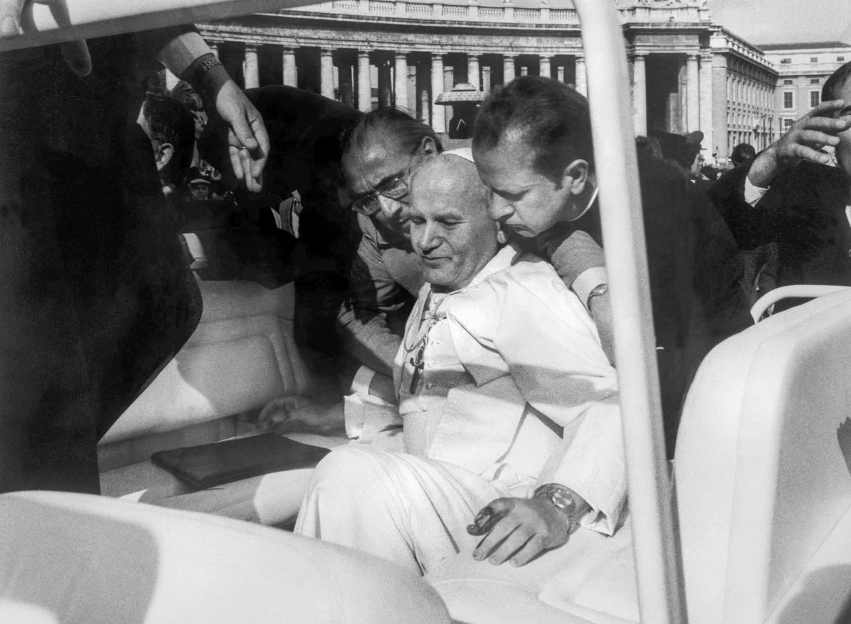 Pope John Paul II shortly after being shot in St. Peter’s Square. 